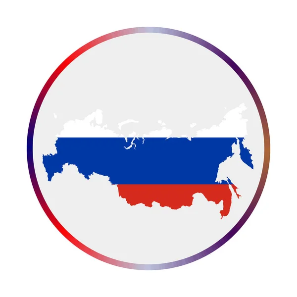 ロシアのアイコンロシアの国旗を持つ国の形国旗の色グラデーションリング付きの丸印 — ストックベクタ