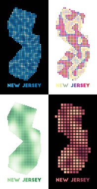 New Jersey harita koleksiyonu noktalı stil ABD sınırları ile doldurulmuş New Jersey haritası