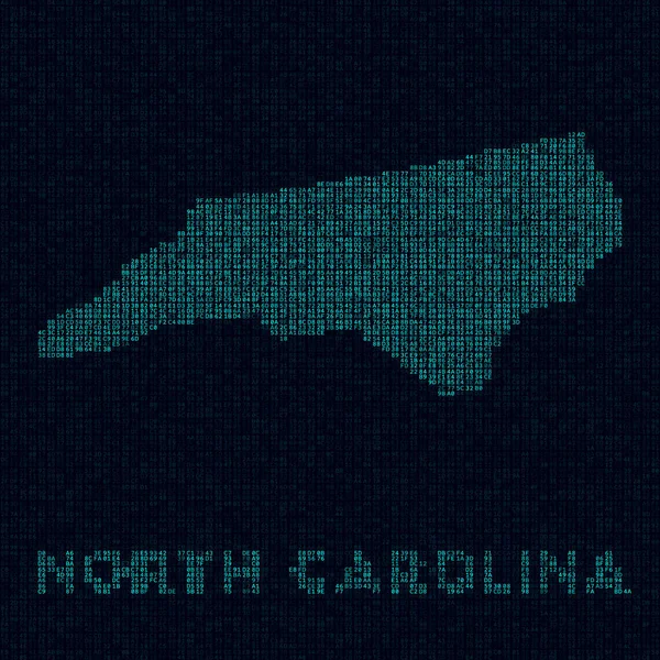 North Carolina tech map Us state symbol in digital style Cyber map of North Carolina with us state