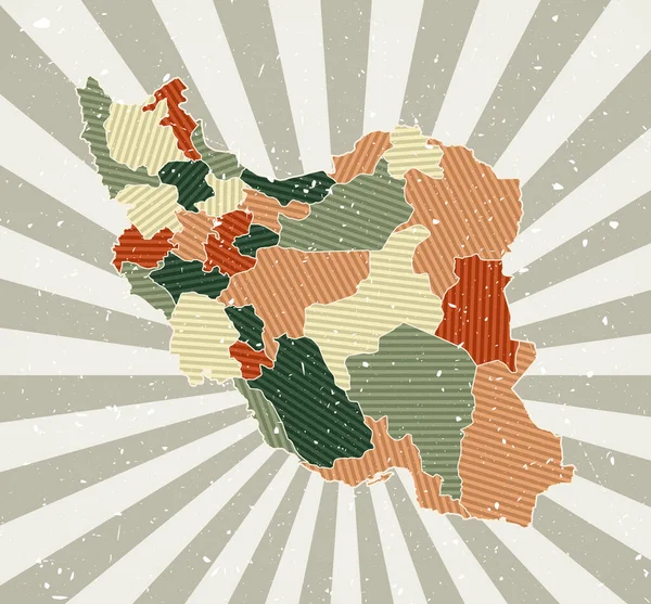 Irán vintage map Grunge poster con el mapa del país en la paleta de colores retro Forma de Irán con — Vector de stock