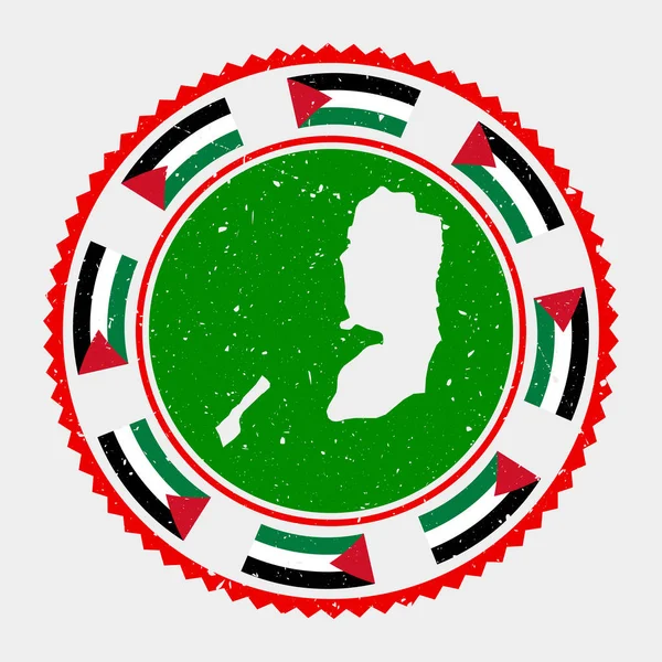 Palestina grunge stempel Ronde logo met kaart en vlag van Palestina Land stempel Vector — Stockvector