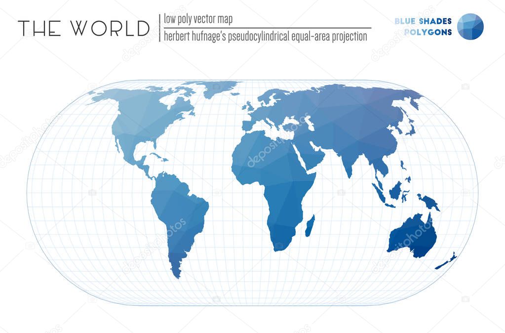 Vector map of the world Herbert Hufnages pseudocylindrical equalarea projection of the world