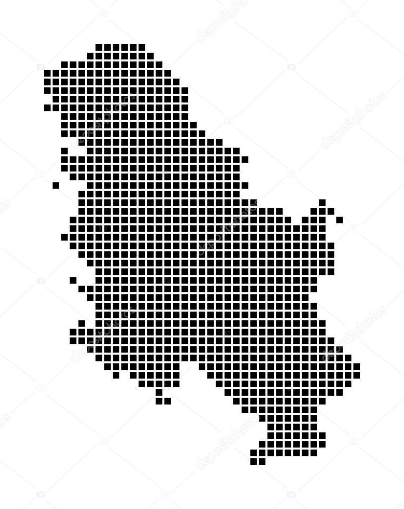 Serbia map Map of Serbia in dotted style Borders of the country filled with rectangles for your