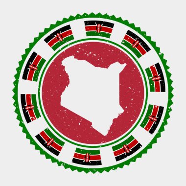 Kenya grunge damgası Kenya Ülke Mühür Vektörü illüstrasyonunun haritası ve bayrağıyla yuvarlak logo
