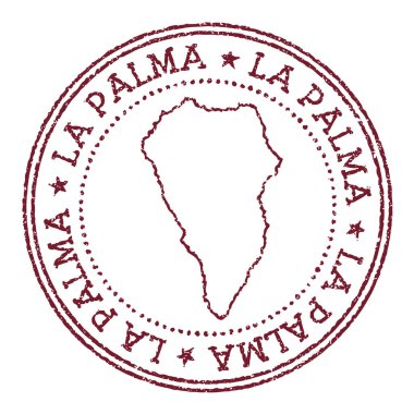 La Palma yuvarlak kauçuk mühür ile ada haritası Dairesel metin ve kırmızı pasaport damgası