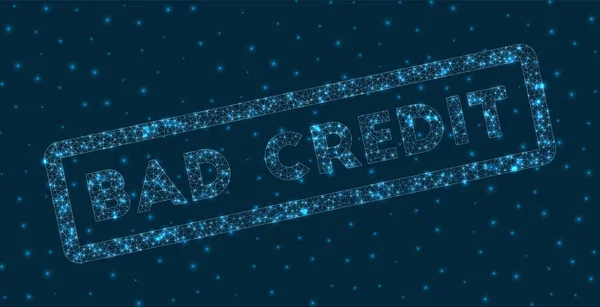 Плохое кредитное слово в цифровом стиле Светящийся геометрический Bad Credit значок Вибрационные векторные иллюстрации — стоковый вектор