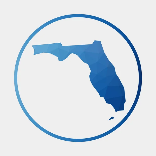 Icono de Florida Mapa poligonal del estado de los EE.UU. en anillo de gradiente Ronda baja poli signo de la Florida Vector — Vector de stock