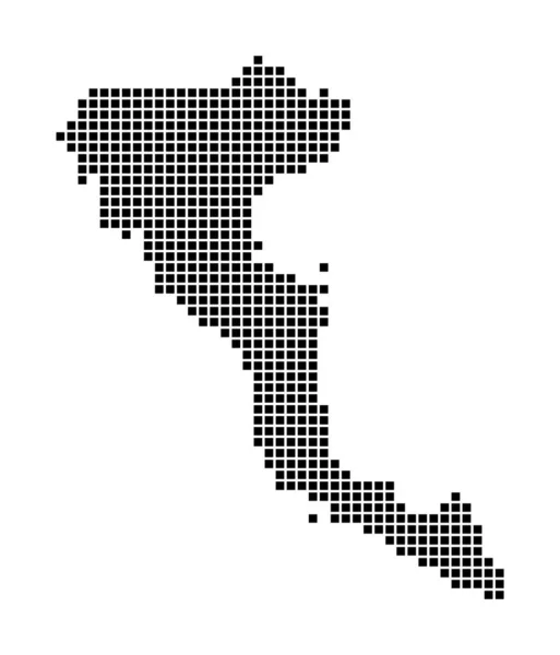 Mappa di Corfù Mappa di Corfù in stile punteggiato Frontiere dell'isola piene di rettangoli per il tuo — Vettoriale Stock