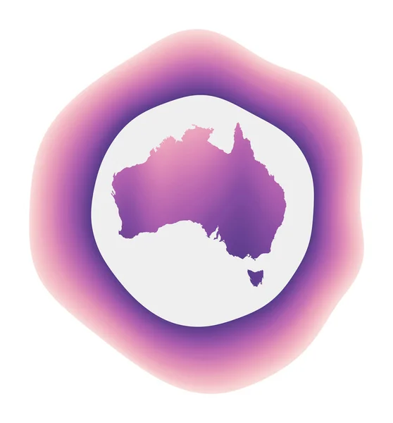 Цветной градиентный логотип страны Фиолетовый красный Австралия округлый знак с картой — стоковый вектор