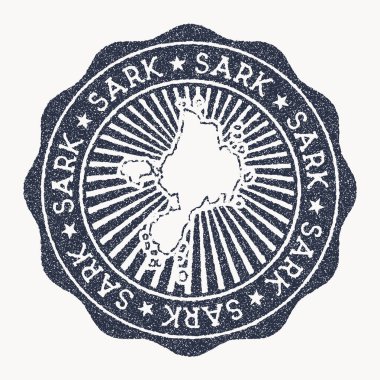 Sark stamp Travel rubber stamp with the name and map of island vector illustration Can be used as