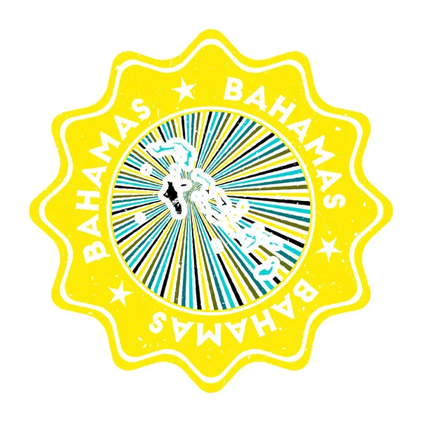 Bahamas ronda sello grunge con mapa de país y bandera de país Vintage insignia con texto circular y — Vector de stock
