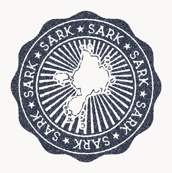 Sark stamp Travel rubber stamp with the name and map of island vector illustration Can be used as