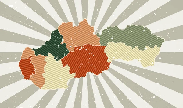Eslováquia mapa do vintage cartaz Grunge com mapa do país em paleta de cores retro Forma de —  Vetores de Stock