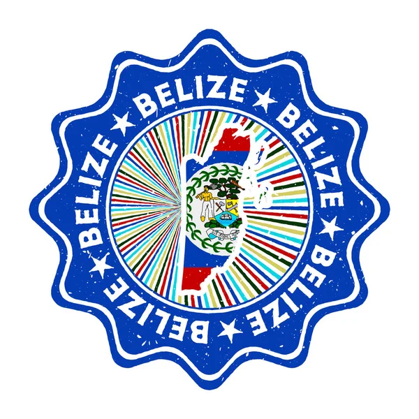 Timbre grunge rond Belize avec carte du pays et drapeau du pays Insigne vintage avec texte circulaire et — Image vectorielle