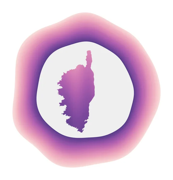 Icono de Córcega Colorido logo degradado de la isla Rojo púrpura Córcega signo redondeado con mapa para — Vector de stock