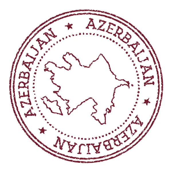 Azerbaijão carimbo de borracha redonda com mapa do país Carimbo de passaporte vermelho vintage com texto circular e —  Vetores de Stock