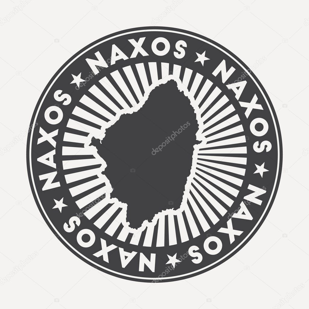 Naxos round logo Vintage travel badge with the circular name and map of island vector