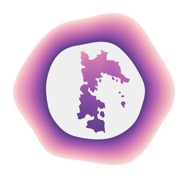 Icono de Patmos Colorido logotipo degradado de la isla Rojo púrpura Patmos signo redondeado con mapa para su — Vector de stock