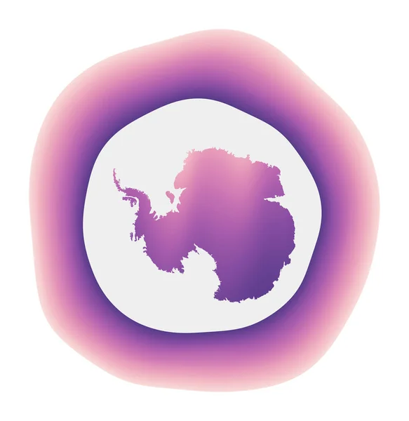 南極のアイコン国のカラフルなグラデーションのロゴ地図と紫の赤南極丸印 — ストックベクタ