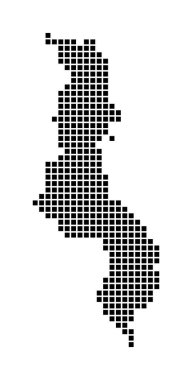 Malawi Haritası Malawi 'nin noktalı stil haritası Ülkenin kenarları sizin için dikdörtgenlerle dolu