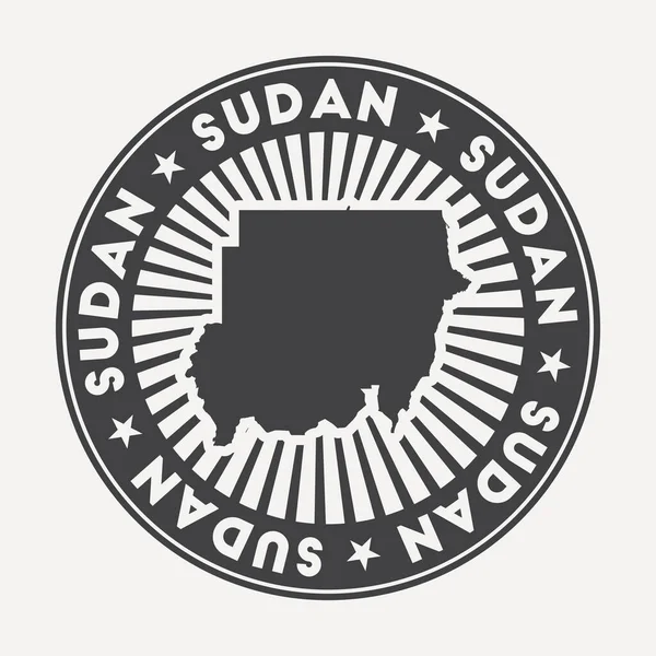 Sudan round logo Vintage travel badge med cirkulärt namn och karta över landet vektor — Stock vektor