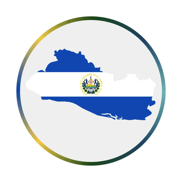 Republic of El Salvador icon Shape of the country with Republic of El Salvador flag Round sign — Stock Vector