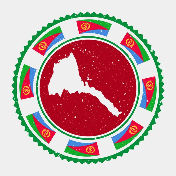 Eritreia grunge carimbo Logotipo redondo com mapa e bandeira de Eritreia País carimbo ilustração vetorial —  Vetores de Stock