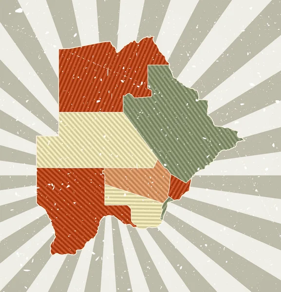 Botswana klasik harita Grunge poster ile ülkenin haritası retro renk paleti şekli — Stok Vektör