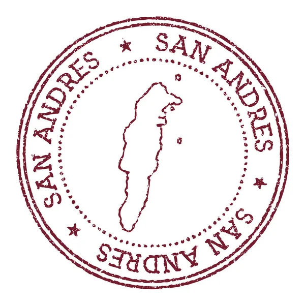 Sello de caucho redondo San Andrés con mapa insular Sello de pasaporte rojo vintage con texto circular y — Vector de stock