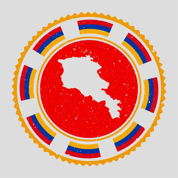 Arménia grunge carimbo Logotipo redondo com mapa e bandeira de Arménia País carimbo ilustração vetorial —  Vetores de Stock