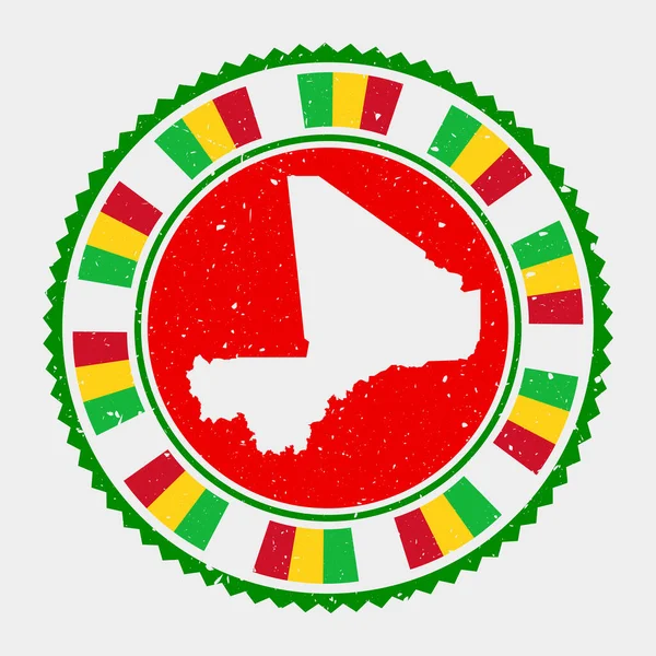 Mali grunge марка Круглий логотип з мапою і прапором марки Mali Country Vector ілюстрація — стоковий вектор