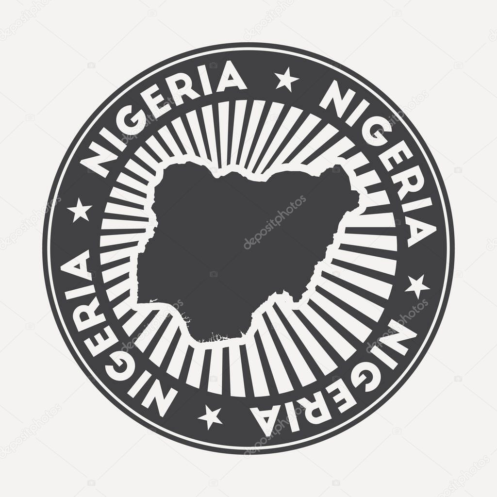 Nigeria round logo Vintage travel badge with the circular name and map of country vector