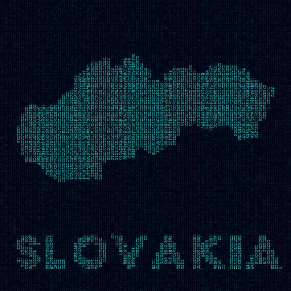 Slovakia tech map Country symbol in digital style Cyber map of Slovakia with country name Vibrant — Stock Vector