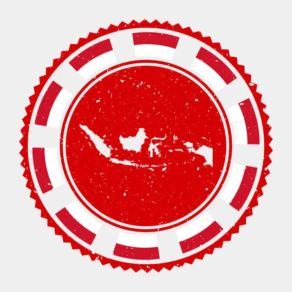 Timbre Indonésie Grunge Logo rond avec carte et drapeau de l'Indonésie Timbre du pays vectoriel — Image vectorielle