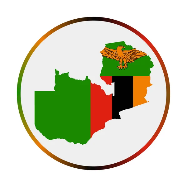 Icono de Zambia Forma del país con bandera de Zambia Cartel redondo con bandera colores gradiente anillo — Vector de stock