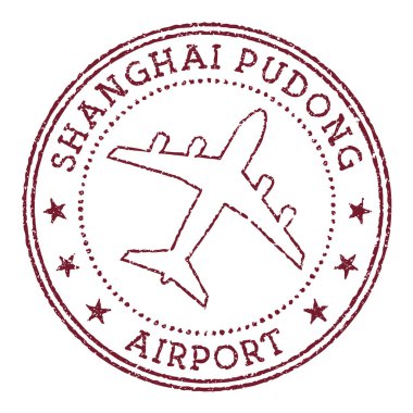 Şangay Pudong Havaalanı damgası Şangay Havalimanı logo taşıyıcı illüstrasyonu