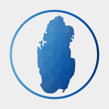 Ülkenin gradyan halka içindeki Katar ikonu Çokgen haritası Yuvarlak düşük poli Katar imzası Vektör