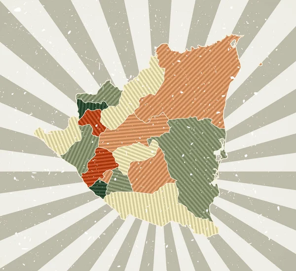 Νικαράγουα vintage χάρτης Αφίσα Grunge με χάρτη της χώρας σε ρετρό χρωματική παλέτα — Διανυσματικό Αρχείο