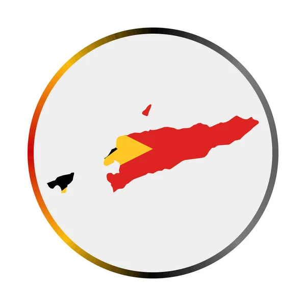 TimorLeste icono Forma del país con TimorLeste bandera Signo redondo con degradado de colores de la bandera — Vector de stock