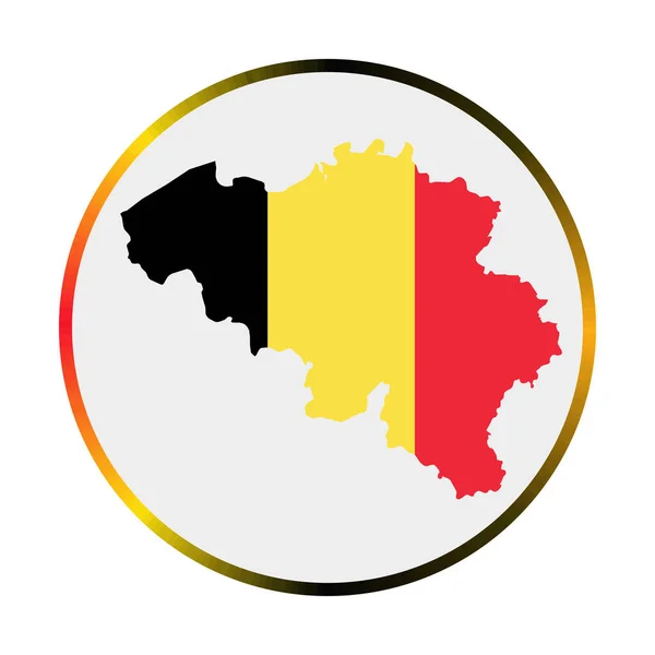 Belgie ikona Tvar země s vlajkou Belgie Kulatý znak s vlajkami barvy gradient kroužek — Stockový vektor
