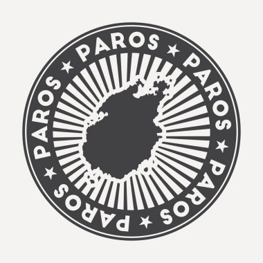 Yuvarlak logo dairesel adı ve ada vektörünün haritası olan Vintage seyahat rozeti