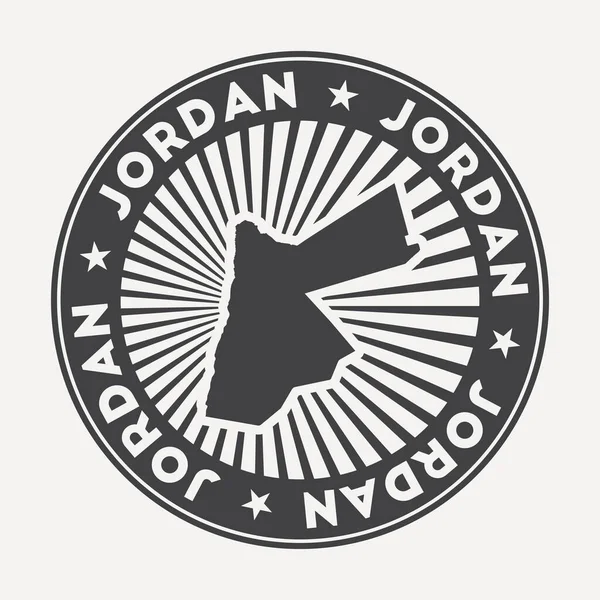 Logo redondo Jordan Insignia de viaje vintage con el nombre circular y el mapa del vector país — Archivo Imágenes Vectoriales