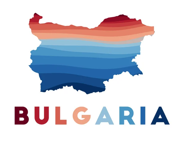 Bulgaria mapa Mapa del país con hermosas olas geométricas en colores azules rojos Vivid Bulgaria — Archivo Imágenes Vectoriales