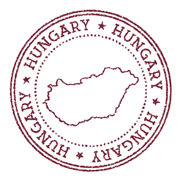 Hongarije ronde rubberen stempel met landkaart Vintage rood paspoort stempel met ronde tekst en — Stockvector