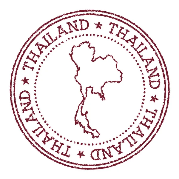 Tailandia sello de goma redonda con mapa de país Vintage sello de pasaporte rojo con texto circular y — Archivo Imágenes Vectoriales