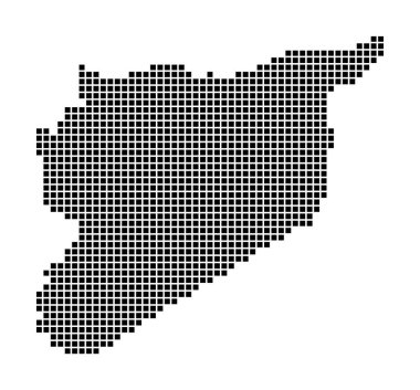 Suriye Haritası Noktalı Stil Haritası Ülkenin Sınırlar İçi Dikdörtgenlerle dolu