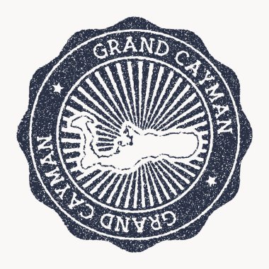 Büyük Cayman damgası Ada vektör illüstrasyonunun adı ve haritasıyla seyahat damgası olabilir