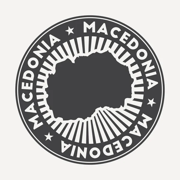 Macedônia logotipo redondo Emblema de viagem vintage com o nome circular e mapa do vetor do país —  Vetores de Stock