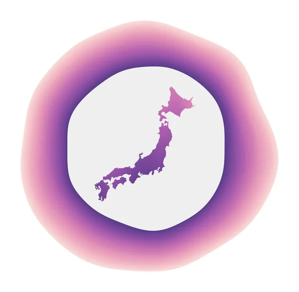 Icono de Japón Colorido logotipo de degradado del país Rojo púrpura Japón signo redondeado con mapa para su — Vector de stock