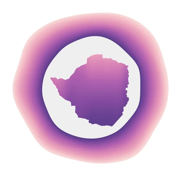 Zimbabwe icono Colorido logo degradado del país Rojo púrpura Zimbabwe signo redondeado con mapa para — Vector de stock